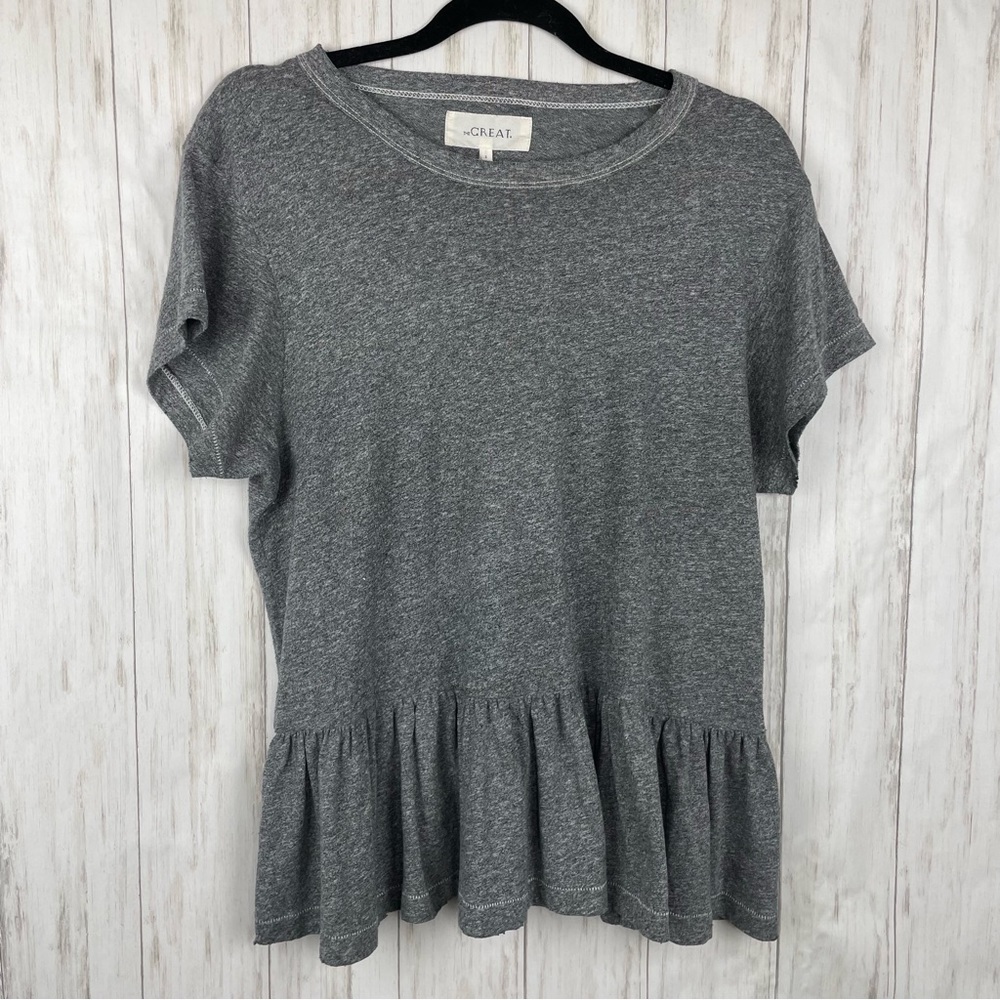 Revolve The Great gray ruffle tee size 2 - Picture 3 of 9